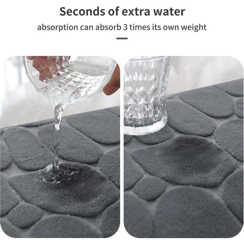 YIHOUSE Memory Foam Bath Mat Cobblestone Bathroom Rug Non Slip