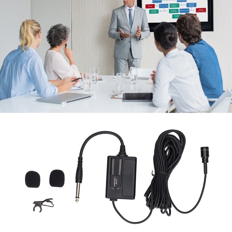 236in Wired Lavalier Microphone Clip On Lapel Condenser Mic for