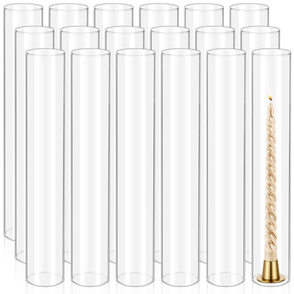 18 Pcs Hurricane Candle Holder Sleeve, H:14" D:2.5" Bottomless Glass