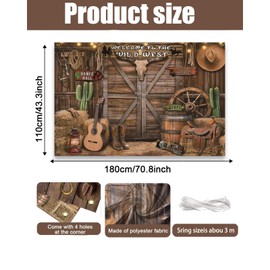 Western Party Theme Backdrop - 5.9 * 3.6 Ft Western Theme Cowboy Party Decorations, Wild West Theme Decorations Wooden House Barn Photo Background, Photos Props for Kids Boy Birthday
