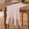 Cobedzy Plaid Gingham Ruffle Table Runner, Pink 13" x 72"