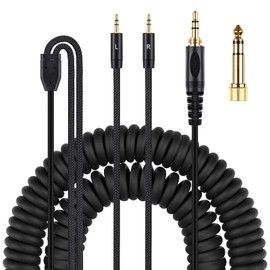 Yaowanguan Coiled Cable for Denon AH-D600/AH-D7200/AH-D7100/AH-D9200/AH-D5200/for Meze 99 Classics/for Focal Elear/for HIFIMAN HE400 3.5 mm/Sundara/Ananda/HE1000se/HE6se with 6.35 mm Adapter