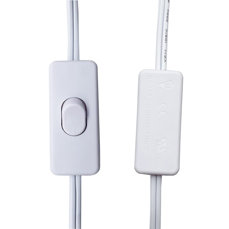 10FT Replacement Lamp Cord, White 18 AWG 2 Prong Extension