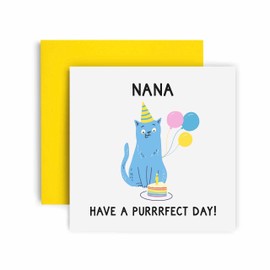Huxters Birthday Cards for Women – The Purrfect Cat Nana Happy Birthday Card for Birthday, Mother’s Day – Nana Birthday Card with Lovely Pink Envelope – Funny Birthday Card (Nana)