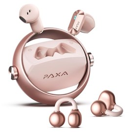 Auriculares inalámbricos 2 en 1 con clip para oreja abierta, Bluetooth 6.0 sin retardo, reproducción ultra larga de 140H, control táctil con reconocim