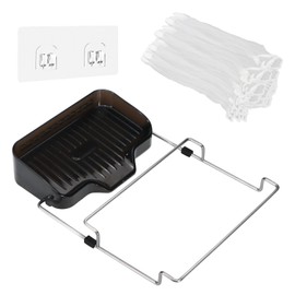 Modixun Kitchen Sink Strainer with Self-Draining Sponge Holder, Stainless Steel Corner Sink Strainer Basket with 50pcs Sink Filter Mesh Bag, Foldable Sink Food Catcher, Black