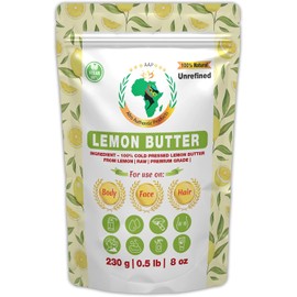 Mantequilla De Limón Cruda Auténtica Mantequilla Para Rostro, Cuerpo Y Manos Sin Refinar 100% Pura Orgánica De África Bolsa Resellable 230 G