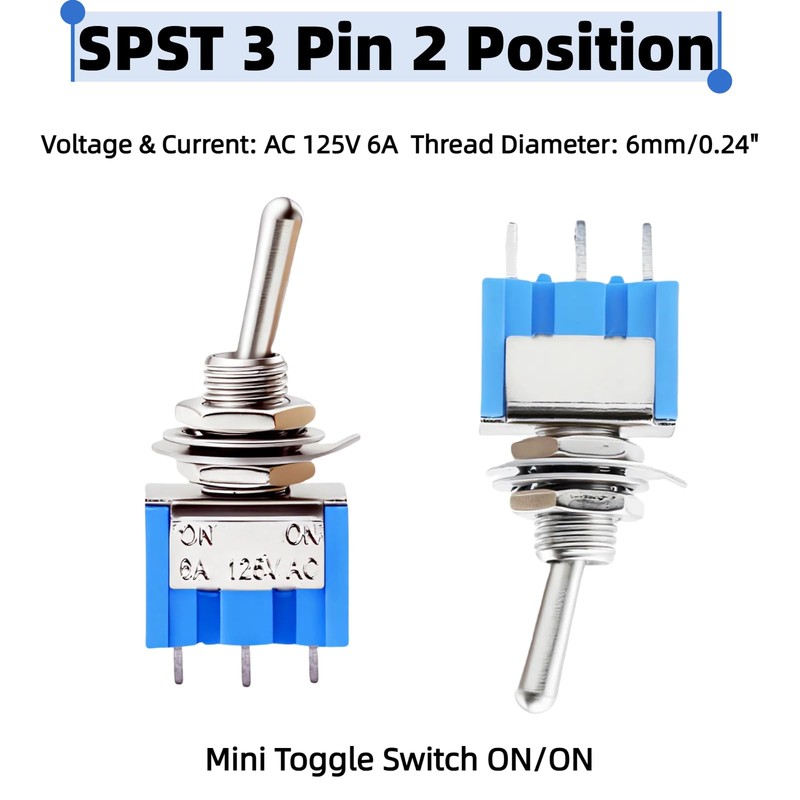 EGSCST 12PCS Mini Toggle Switch SPST 6A 125V Miniature ON/ON