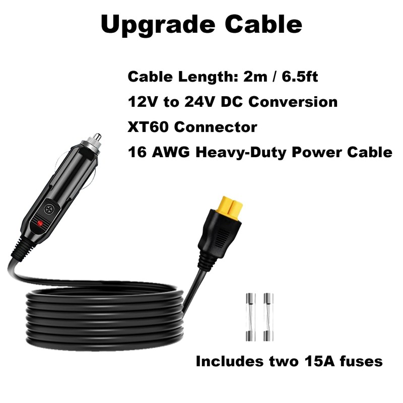 6.5FT XT60 Connector car Charger，for 757 Portable Power Station