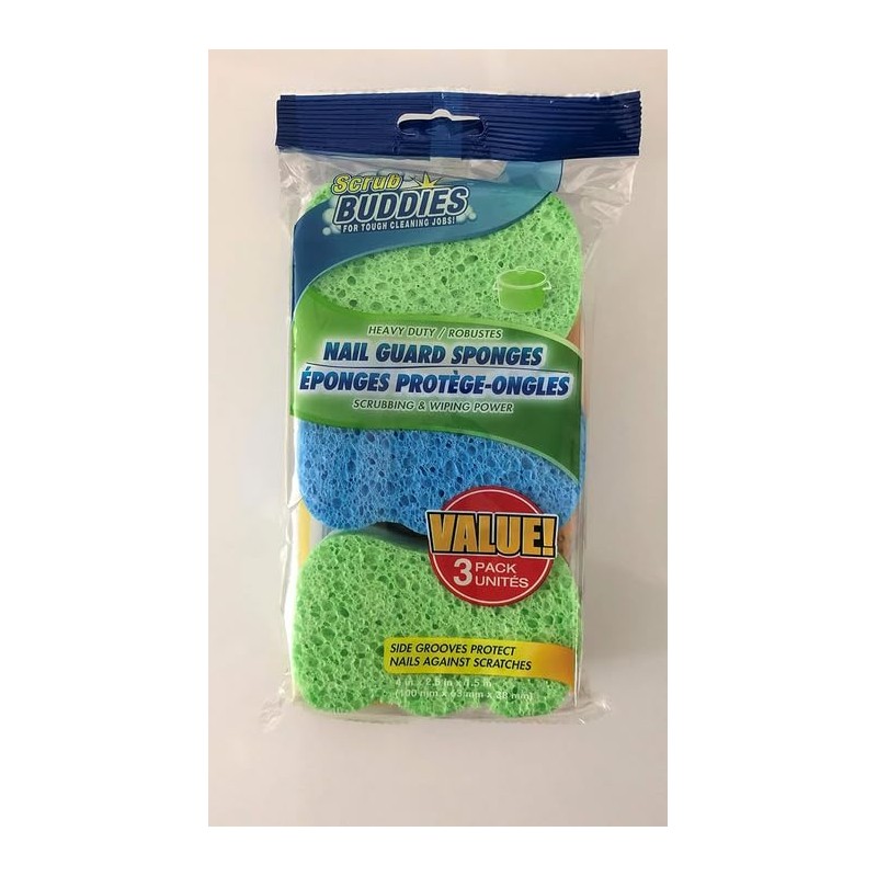 Nail Guard Dual Sided Dish Washing Sponges Assorted Colors (6