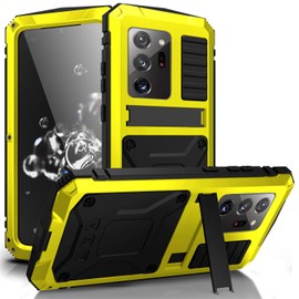 Simicoo Compactible with Note 20 Ultra Metal Case with Screen Protector Military Rugged Heavy Duty Shockproof with Stand Camera Protector Full Cover case for Note 20 Ultra (Yellow)