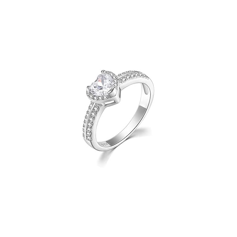 Anillo de Compromiso de Circonita Cúbica con Corte de Corazón