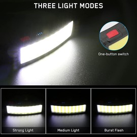 Junchi Headlamp Super Bright USB Rechargeable,100000 Lumens Wide Beam COB Headlamps,Lightweight Adjustable Headband with 3 Light Modes Headlight for Camping,Running,Hiking,Emergencies