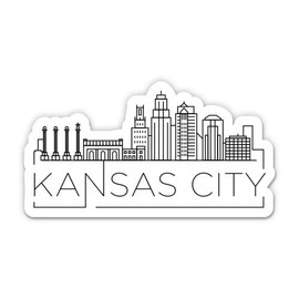 Squiddy Kansas City Missouri City Skyline - Vinyl Sticker (7" Wide)
