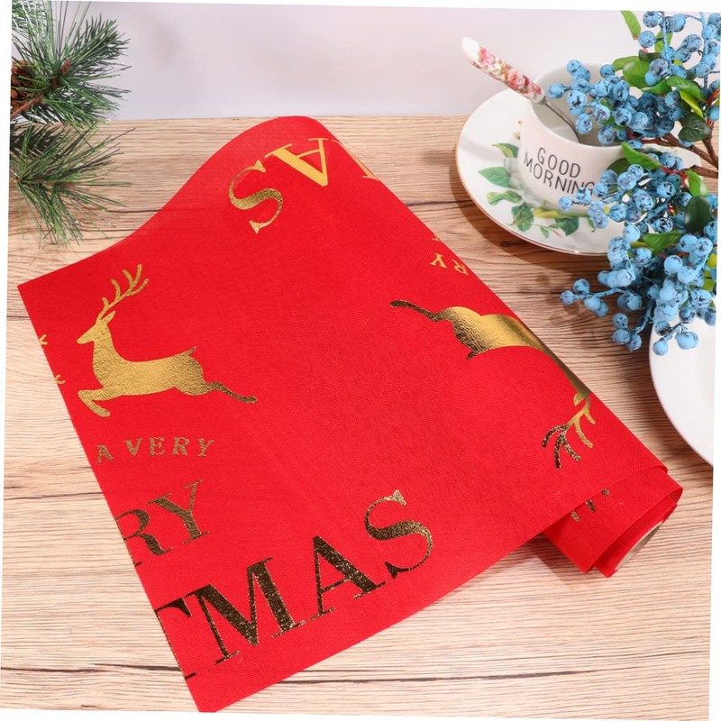 STOBOK Christmas Washable Fabric Tablecloth Festive Decorations for Party Home