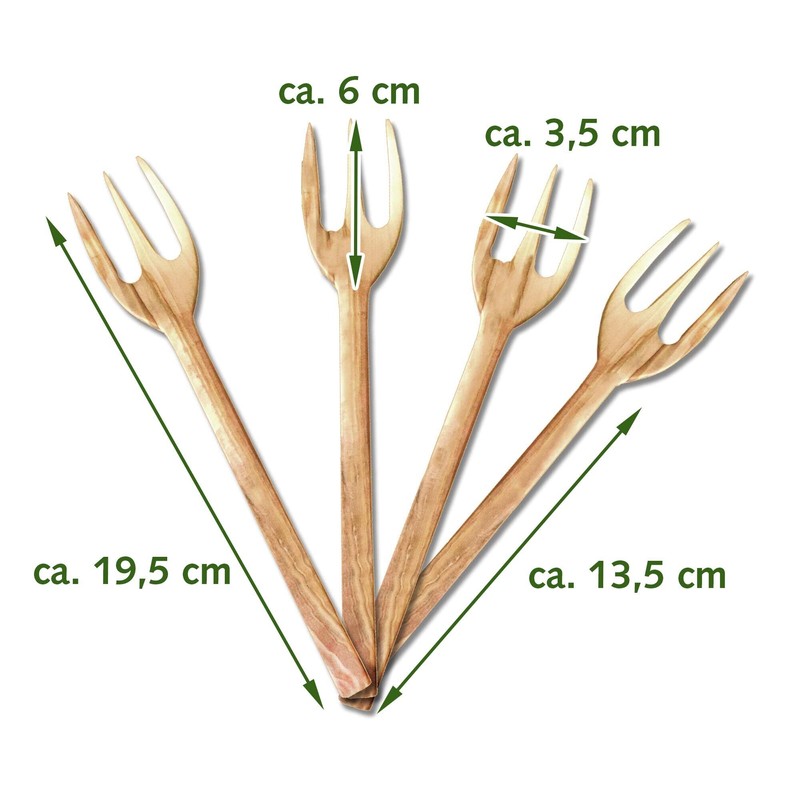 NATUREHOME Wooden Forks Set of 4 Premium Olive Wood Cutlery