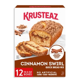 Krusteaz Cinnamon Swirl Quick Bread Mix, Baking Mix With Cinnamon Topping, 19.5 Oz Box (Pack of 12)