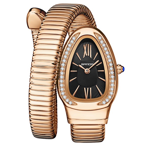 Gosasa Stylish Women's Snake Shape Bangle Watch Unique Design Snake