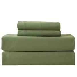 Hailyuwl 100% Egyptian Cotton&800TC Sheets King Size - 4 Pieces, Green Luxury Bed Sheet Set, Fits 15" Deep Pocket, Breathable & Durable