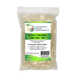 500 Size 00 Enteric Coated Delayed Release Capsules Caps Pill Gelatin - Clear