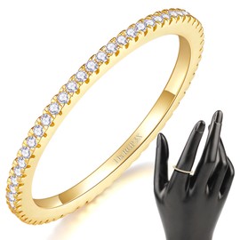 MINDDHA 14K Gold Plated- Cubic Zirconia Simulated Diamond Stackable Rings Eternity Bands/Gold Rings for Women - 1.5mm Stacking Rings for Oura Gen 4/Oura Gen 3 Size 6.5