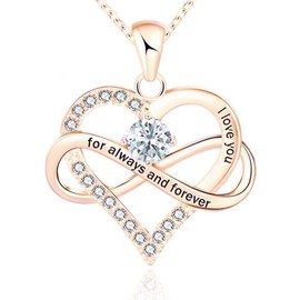 BlingNuts Infinity Love Heart Necklace April Birthstone Necklace I Love You Always and Forever Jewelry for Women Mom Wife