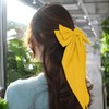 2Pcs Yellow Hair Bows Long Tail Satin Bow Hair Clips