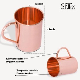 Handcrafted 1 Pcs Moscow Mule Copper Mug 17oz 100% Pure Cylindrical Shape Smooth Finish Copper Cup Drinking Glasses Solid Drinkware Gift Accessories for House Parties, Drinks & Cocktails