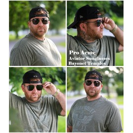 Pro Acme Sunglasses Men Polarized Aviator Sunglasses Military Style Metal Frame with Bayonet Temples(Silver Frame/Blue Mirror Lens)