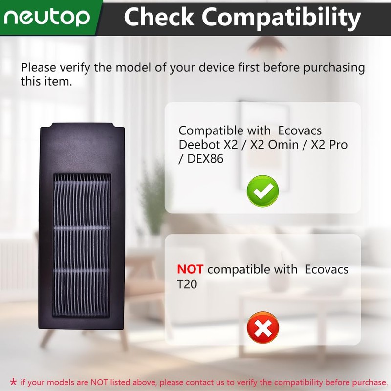 Neutop HEPA Filter Replacement Compatible with Ecovacs Deebot X2 Omni