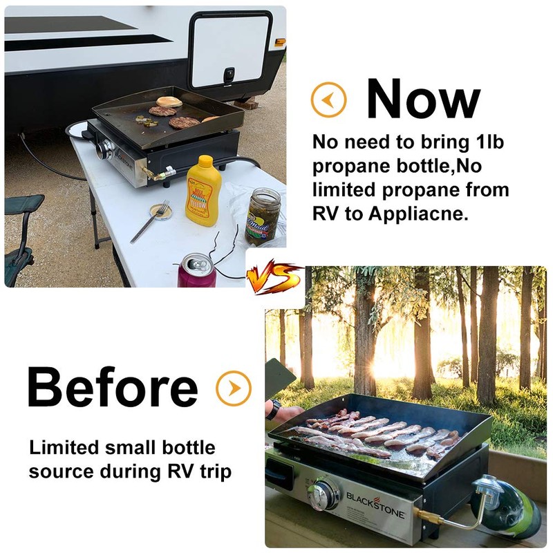 Eazy2hD 12FT RV Propane Hose with Blackstone Elbow Adapter, Low