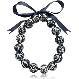 Native Treasure 24" Mens and Womens Black with Added White Color Kukui Nut Lumbang Tropical Necklace from the Philippines