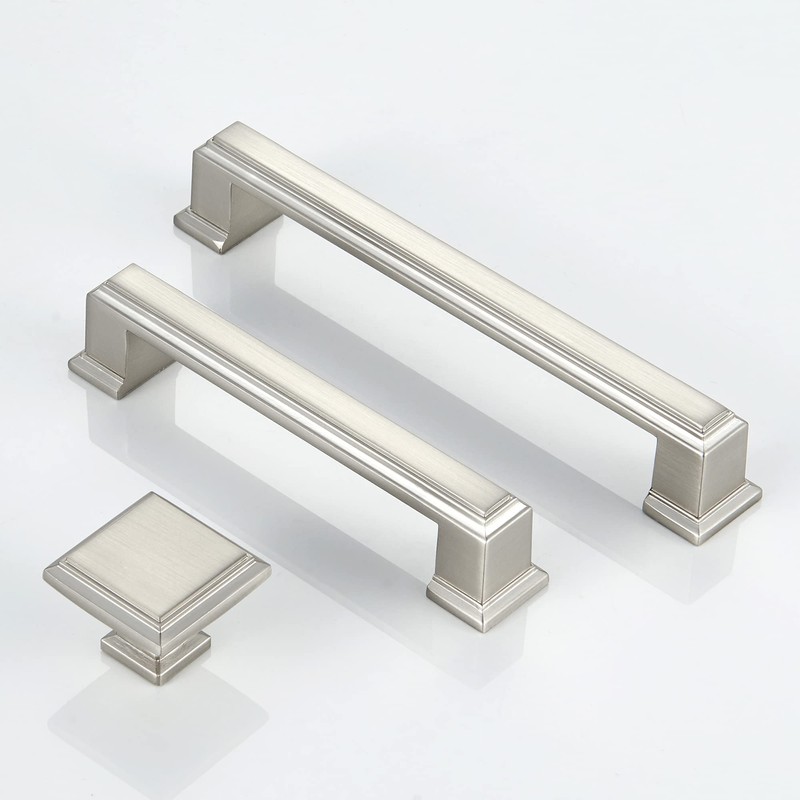 YCSJ Square Knobs - 10 Pack / 1.3 Inch, /Brushed