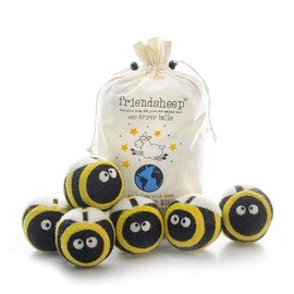 Friendsheep Wool Dryer Balls, Organic Reusable Fabric Softener Alternative for Laundry, Handmade, Fair Trade, Hypoallergenic, Eco-Friendly, Plastic-Free (6 Pack XL – Busy Bees)