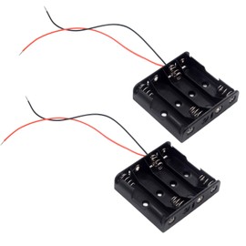 LAMPVPATH (paquete de 2) 4 soportes de batería AA, 4 soportes de batería AA con cables, 4 soportes de batería AA con cables