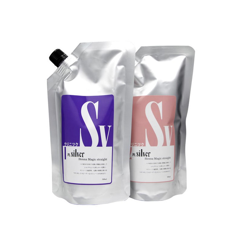 PL 실버 헤나 매직스트레이트 1제500g+2제500g(액상) [16_일반세라믹롯드1팩10개(2호)] PL Silver Henna Magic