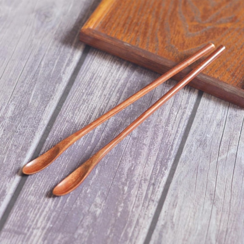SITEDAN Muddler Spoon Wooden Long Spoon Stirring Stick Coffee Spoon