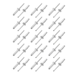 sourcing map Blind Rivets Aluminium / Steel Open End 6 mm x 25 mm Pack of 30