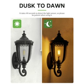 Eastiya Dusk to Dawn Light Bulbs, 6W Equivalent 60W, Soft White 2700K, E26 Base, Light Sensing, ST58 Vintage Style, 600LM, Outdoor Edison Bulbs, Automatic Light Bulbs for Porch Patio Garage, 6 Pack