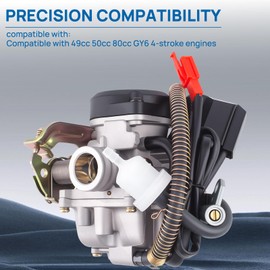 GY6 Carburetor Fit for 49cc 50cc Scooter Moped 4-stroke ATV Go Karts Quads Moped Replace for PD18J Engine 139QMB 139QMA Carb with Intake Manifold