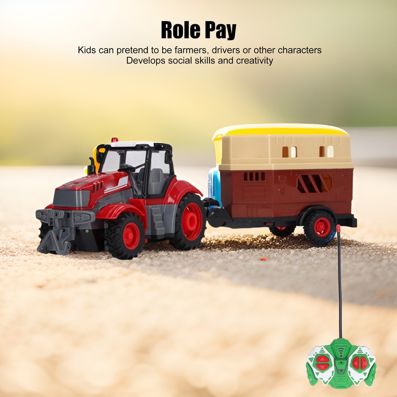 RC Farm Tractor Toy Educational Rechargeable Remote Control Electronic Farm