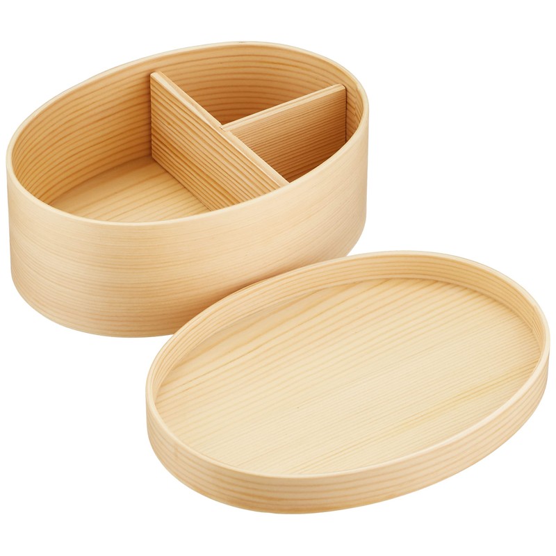 若兆 曲げわっぱ 一段弁当箱 ナチュラル 仕切り付き ゴムバンド付属 天然木使用 おしゃれ シンプル 使いやすい