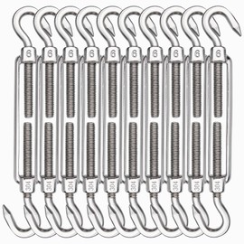 TooTaci 10 Pack M6 Turnbuckle Hook and Hook, 304 Stainless Steel Turnbuckle, Heavy Duty Turnbuckle Tensioner, Adjustable Turnbuckles for Cables Wire, Cable Railing, Shade Sail Hardware Kit