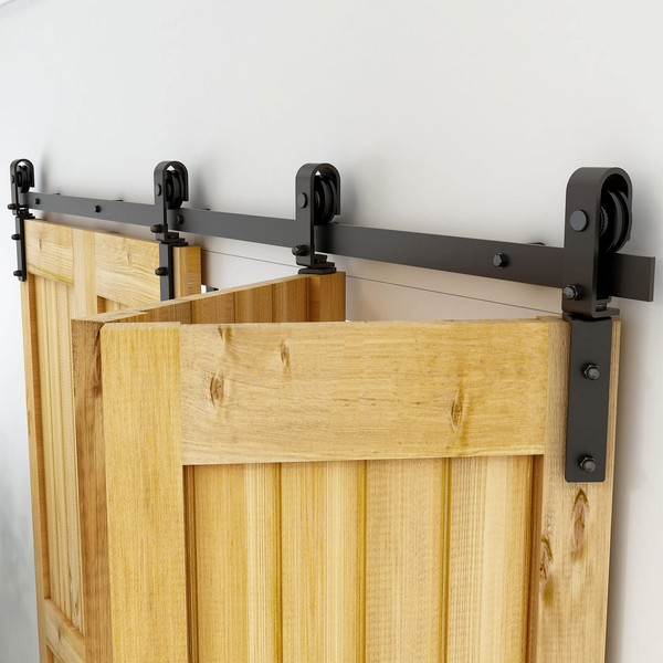 CCJH 88" Bi-Folding Sliding Barn Door Hardware Kit for 4