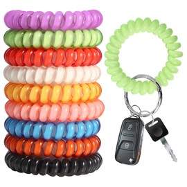 10 Color Spiral Coil Bracelet Hair Ties Bulk Waterproof Telephone Cord Scrunchies Tellie Ties Ponytail Holder Perfect for Thin Fine Thick Hair