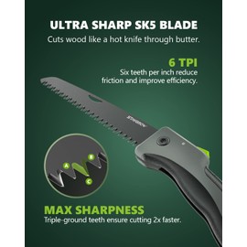 STAYGROW 7 Inch Folding Hand Pruning Saw, Heavy Duty Foldable Camping Saw with 7” Hardened SK5 High Carbon Steel Blade Garden Folding Saw for Wood Cutting, Tree Trimming, Gardening, and Hunting