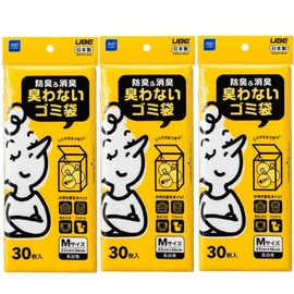 Ube Film JUST CLEAN JCL-03 Deodorizing & Deodorizing Bags, Odor Free Garbage Bags, Milky White, M, 30 Sheets x 3, Made in Japan, Length 14.2 x 8.7 inches (36 x 22 cm), Food Garbage, Drainage Bag After