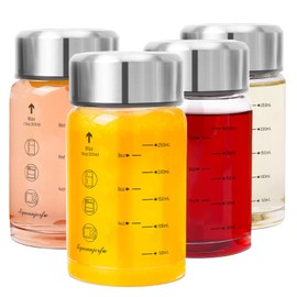 Glass Juice Bottles 4 Pack 10 oz - Wide Mouth Glass Water Bottles with Lids - for Juicing, Smoothies, Milk, Protein, BPA Free, Reusable, Stainless Steel Lids, Leak Proof, Shaker bottle [10oz/300ml]