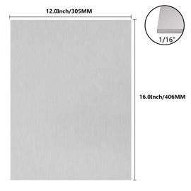 6061 T651 Aluminum Sheet Metal 12 x 16 x 1/16 (0.06”) Inch Plain Thin Aluminum Plate Covered with Protective Film, Heat Treatable Rectangle 1.5MM Aluminum Metal Plate for Industrial, Crafting