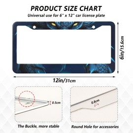 SDMKA Blue Dragon License Plate Frames 2 Pcs 2 Holes Aluminum License Plate Frame Car License Plate Frames with Screw Caps, Round Hole